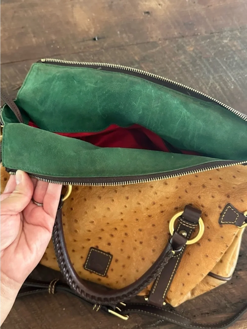 Dooney and Bourke Ostrich Embossed Leather Satchel